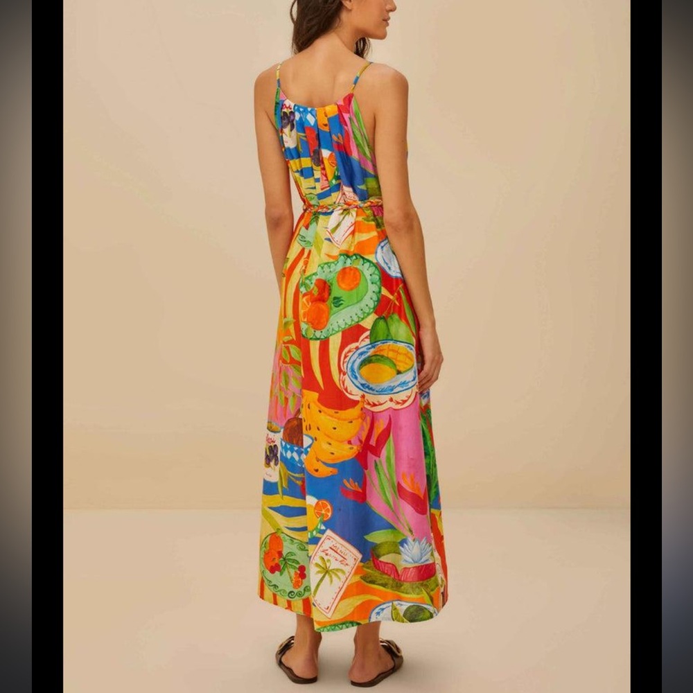 FARM RIO Multicolor Summer Picnic Midi Dress - Picture 7 of 9